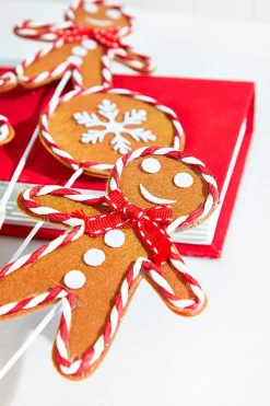 27" Brown, White and Red Gingerbread Spray