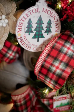 Buffalo Check Metal Holiday Design Christmas Ornaments