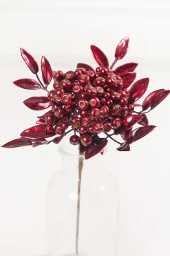14" Burgundy Berry Bunch Metallic Stem