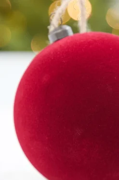 4" Burgundy Flocked Ball Ornament