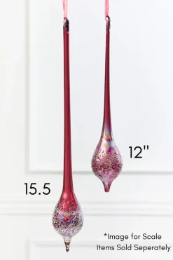 12" Burgundy Glass Drop Ornament
