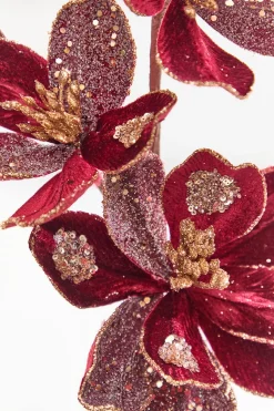 23.5" Burgundy & Gold Magnolia Spray