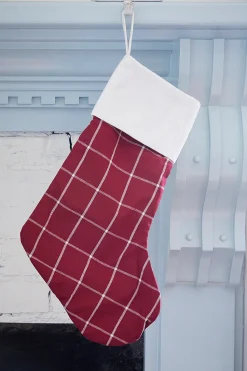 Burgundy Stocking with White Stripes