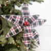 24" Burlap Plaid Poinsettia Stem