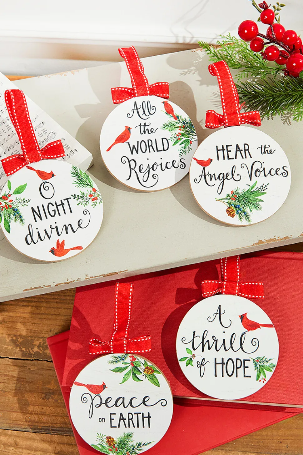 Cardinal Chorus Ornament - Assortment of 5