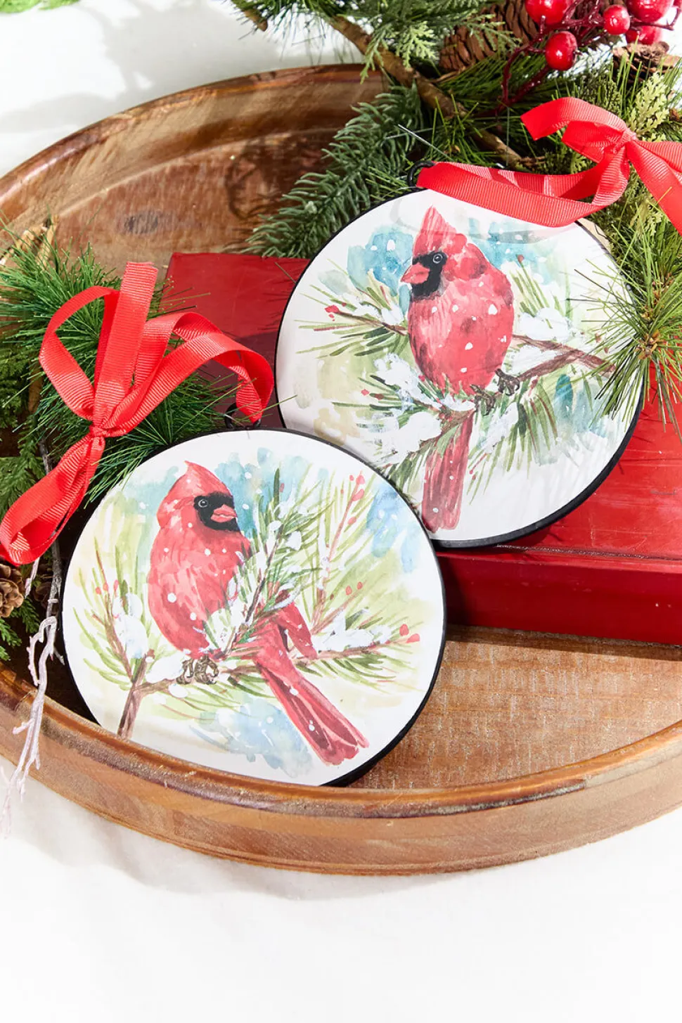 5.75" Cardinal & Pine Ornament