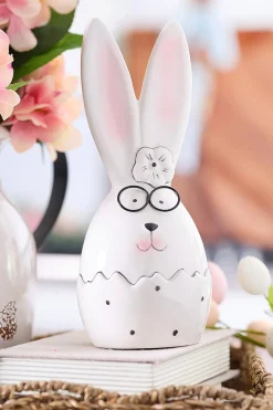 10.12" Ceramic Bunny w/ Glasses