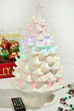 24" Ceramic Nostalgic RGB Tree - White