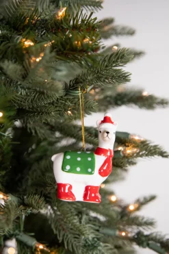 3.3” Ceramic Winter Llama Christmas Ornament