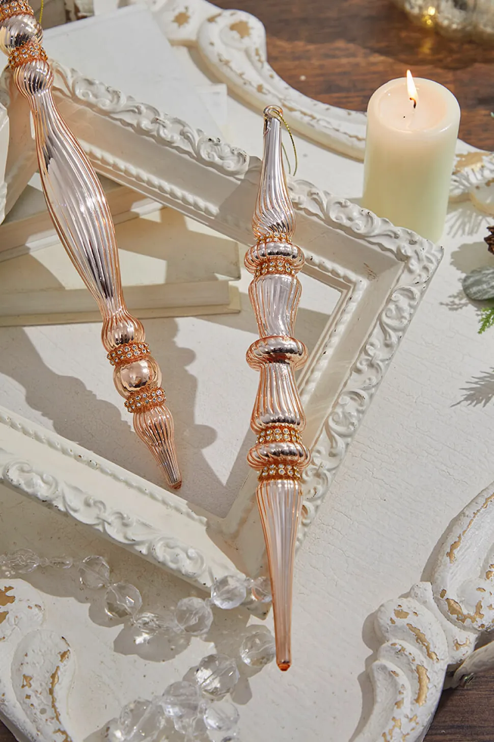 12" Champagne Glass with Jewel Band Icicle Ornament