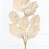 27" Champagne Glitter Berry Leaf Spray