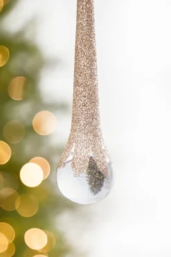10" Champagne Glitter Icicle Ornament