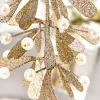 7" Champagne Glitter Pearl Mistletoe Ornament