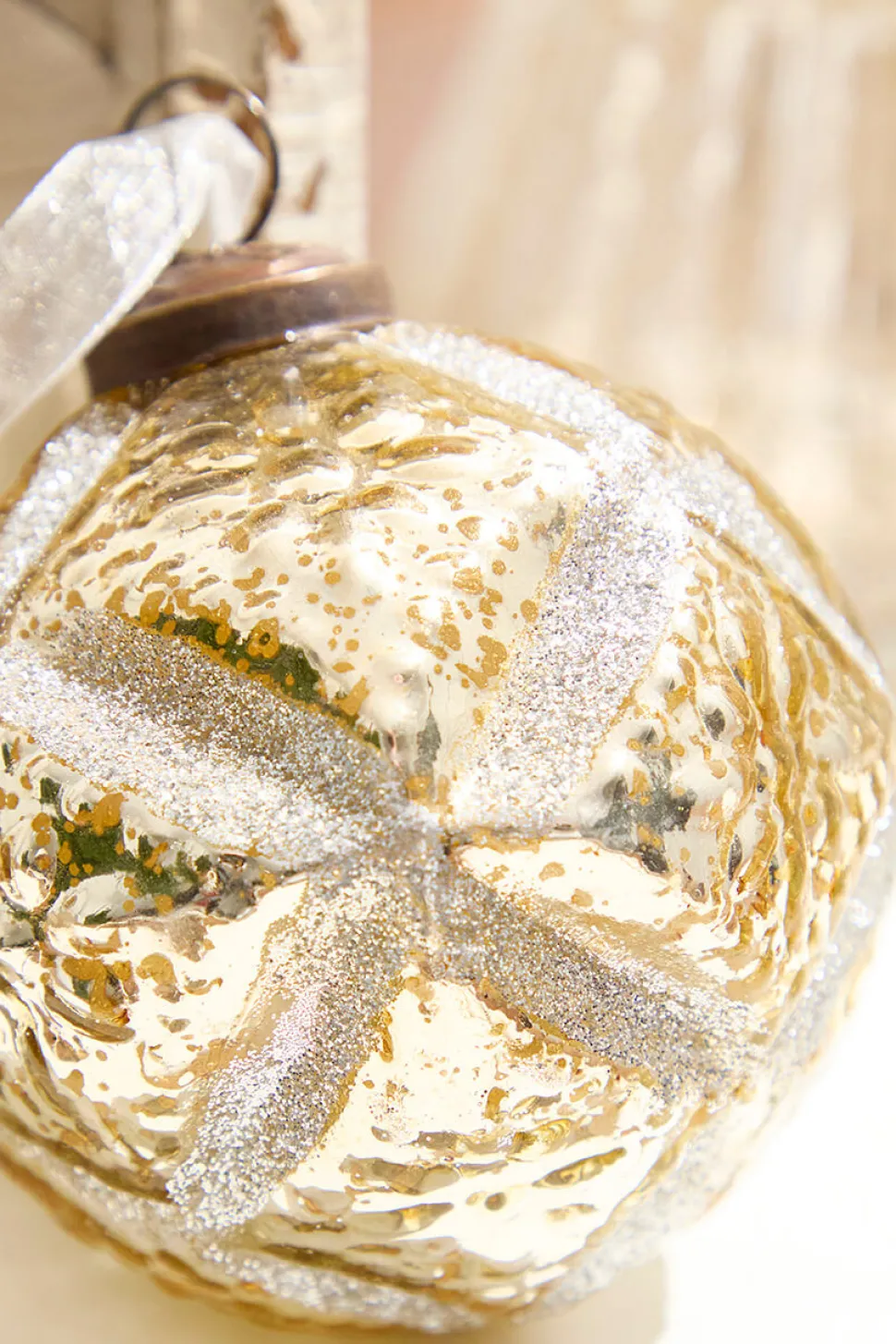 4" Champagne Gold Glass Ball Ornament