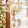 16.5" Champagne Jeweled Candle Holder