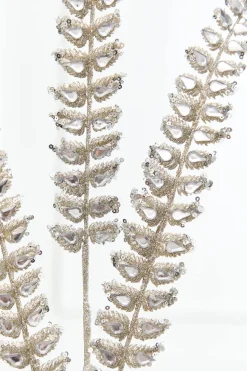 34.5” Champagne Jeweled Glitter Fern Spray
