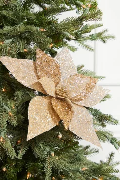 19" Champagne Metallic Poinsettia Stem
