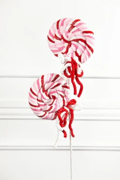 21" Chenille Glitter Lollipop Spray - Red/Pink/White