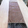 Chocolate Printed Velvet with Fur Trim Table Runner (15"x72")