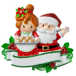Christmas Baking with Mr. And Mrs. Claus Customizable Ornament
