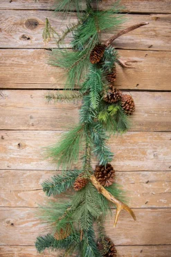 6’ Christmas Pine & Antler Garland