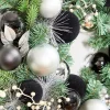 24" Christmas Pine Wreath with Black Velvet Balls