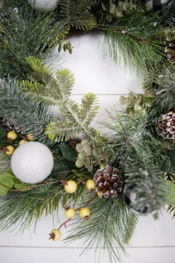 20” Christmas Pine Wreath with Ornaments , Pinecones & Berries