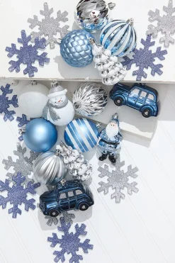 Christmas Shatterproof 25 Piece Assortment - Silver, Blue