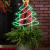 44" Christmas Tree Lit Neon Metal Yard Stake