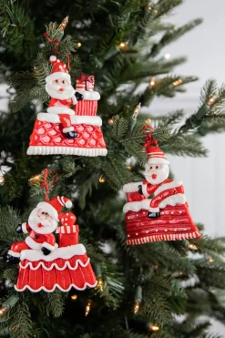 4” Clay Santa on Rooftop Ornament