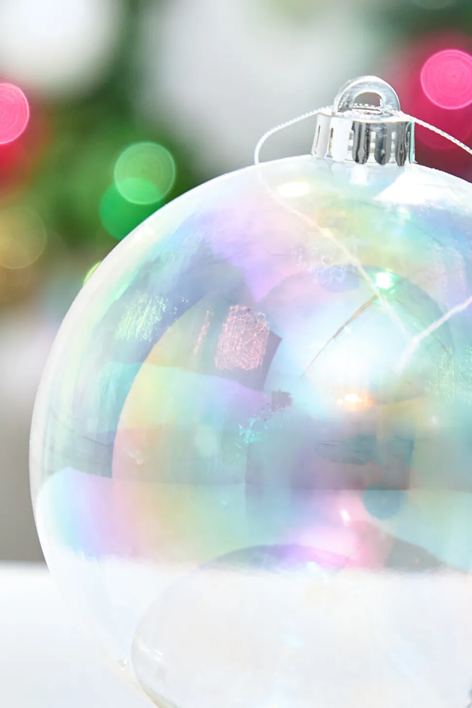 6" Clear Iridescent Ball Ornament