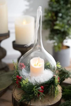 10” Clear Ivory Candle Lamp Ornament