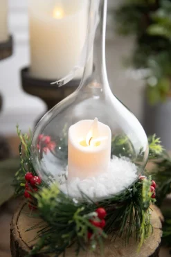 10” Clear Ivory Candle Lamp Ornament