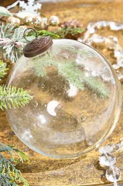 6" Clear Seeded Glass Ornament