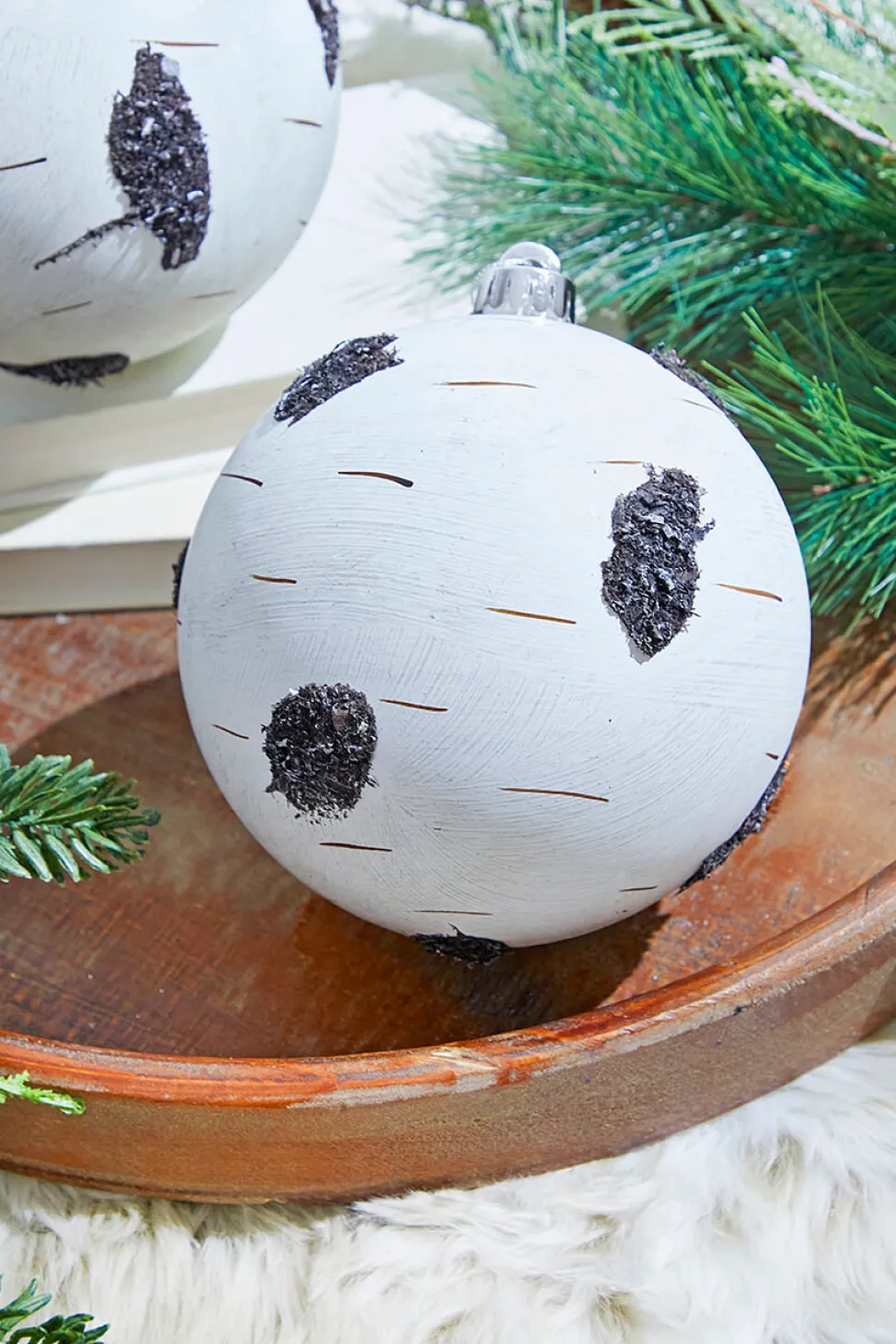 15 Cm Birch Ball Christmas Ornaments-Set of 2