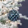 10 CM Blue Chrome Honeycombed VP Ball Ornament