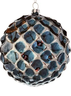 10 CM Blue Chrome Honeycombed VP Ball Ornament
