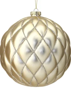 15 CM Champagne Matte Glitter Net Ball Ornament
