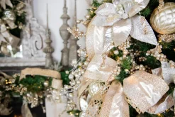 10 CM Champagne Matte Glitter Quilted Net Ball Ornament