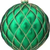 15 CM Emerald Green Matte Glitter Quilted Net Ball Christmas Ornament