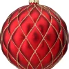 15 CM Red Matte Glitter Net Quilted Ball Ornament