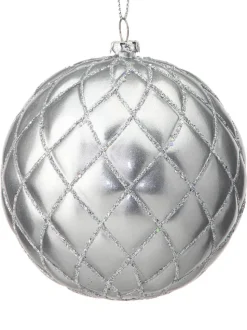 10 CM Silver Matte Glitter Net Ball Ornament