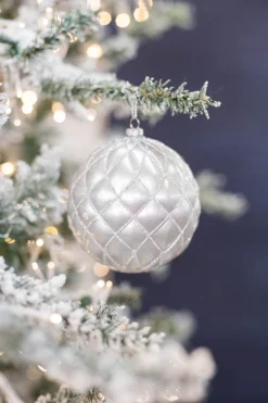10 CM Silver Matte Glitter Net Ball Ornament