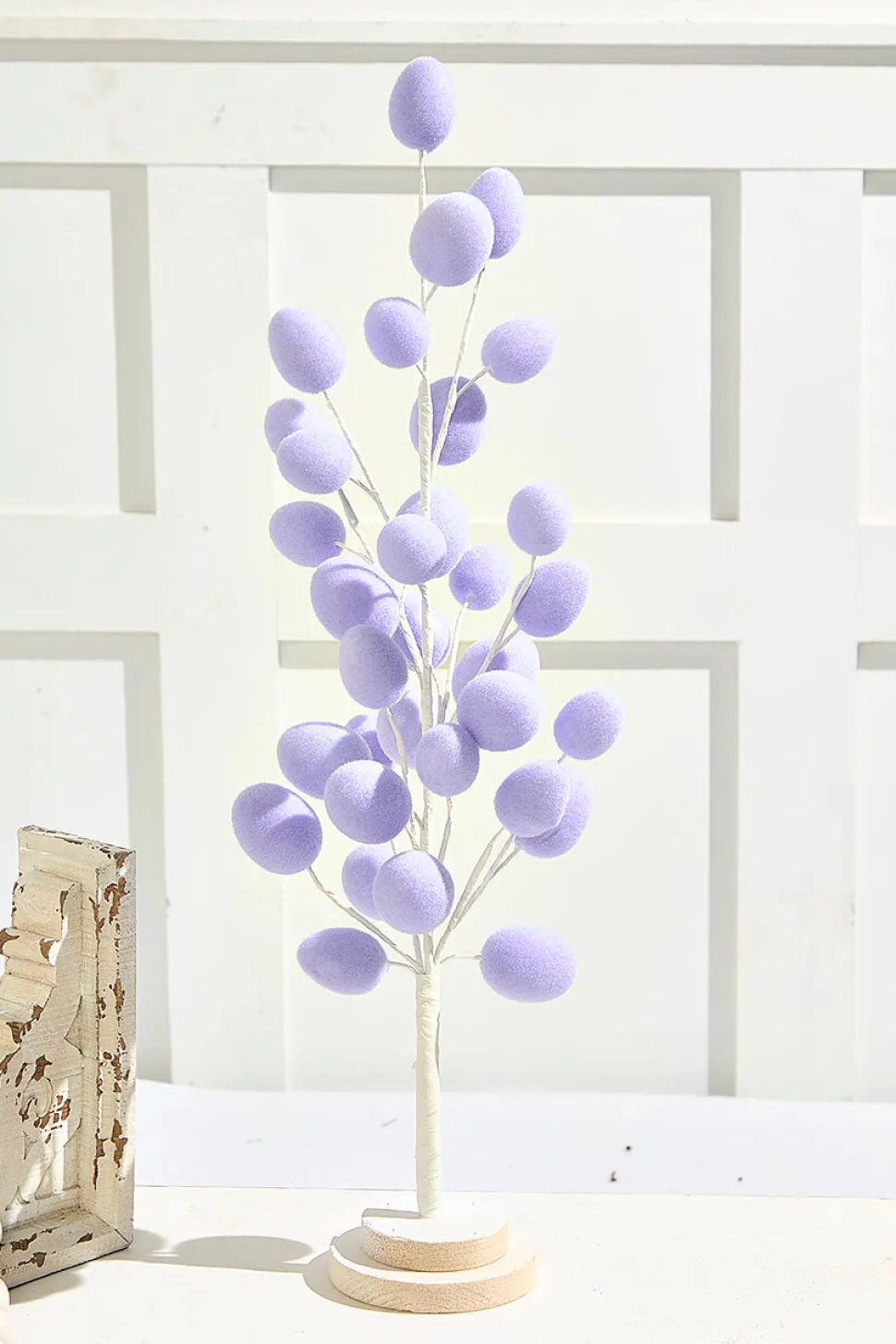 22.5" Colorful Flocked Egg Tree