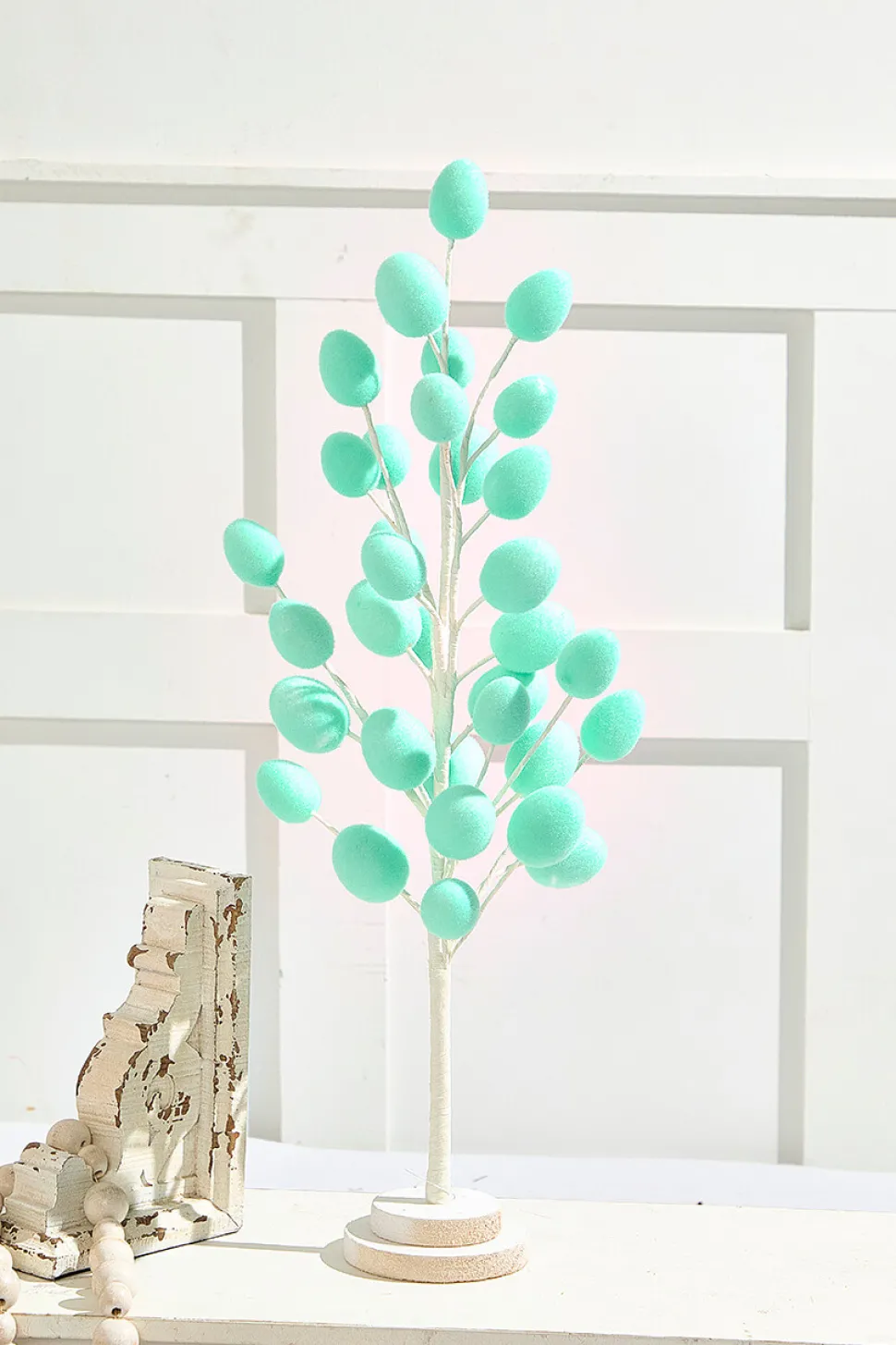 22.5" Colorful Flocked Egg Tree