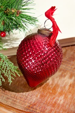4" Cone Hobnail Ruby Glass Ornament