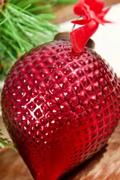 4" Cone Hobnail Ruby Glass Ornament