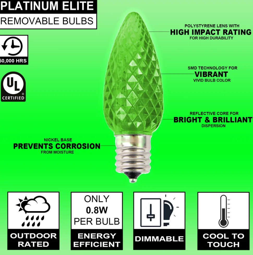 C9 Platinum Elite LED SMD Bulb (25 bulbs/bag) - Faceted, Green