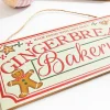 12" Cream Red Green Brown "Gingerbread Bakery" Sign
