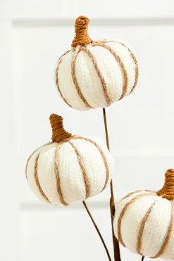 25” Cream Triple Natural Weave Autumn Pumpkin Spray